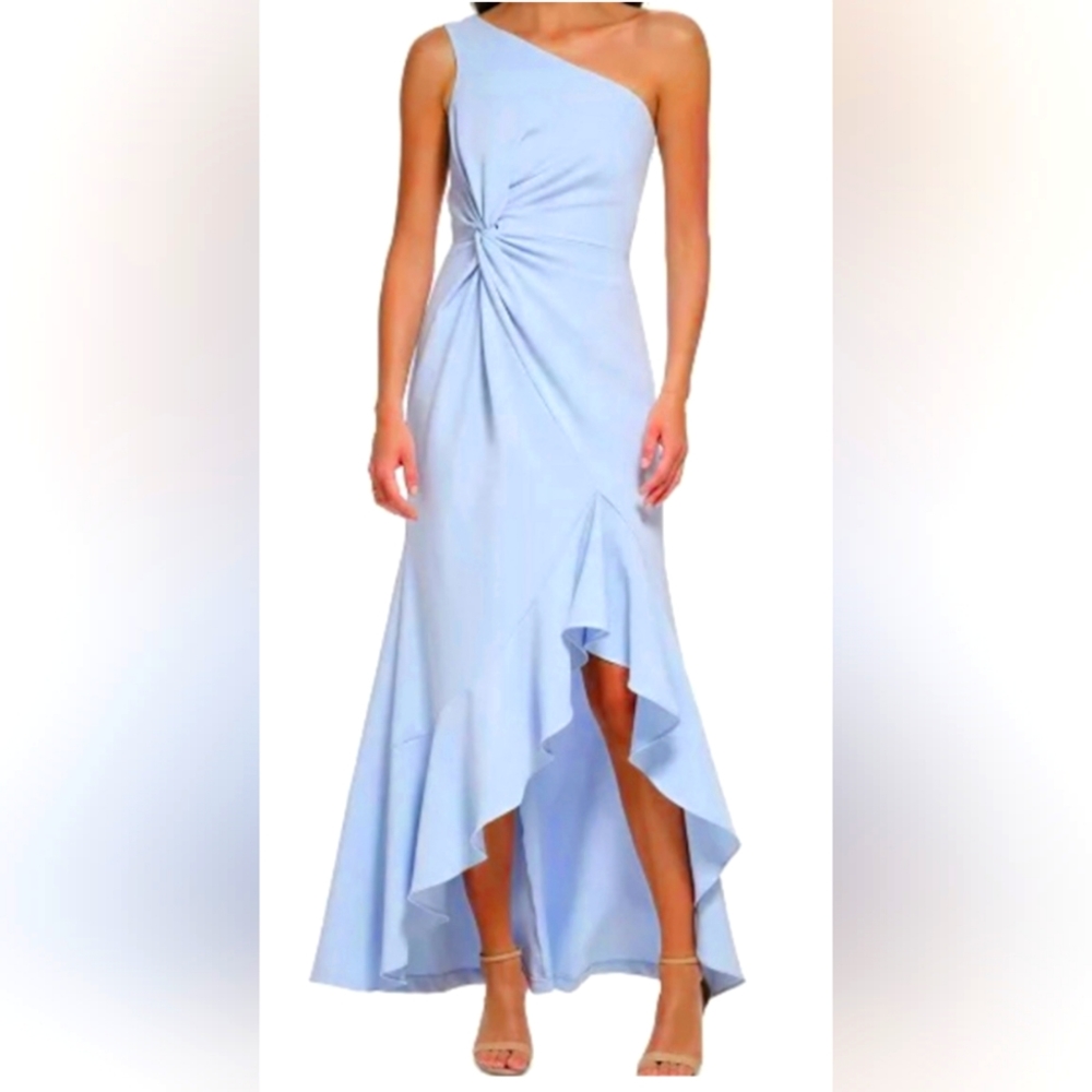 Vince Camuto Ruffle Detail One Should High Low Grow Blue Size 12 New NWT